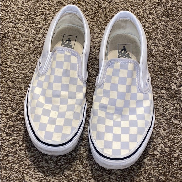 checkered vans grey and white